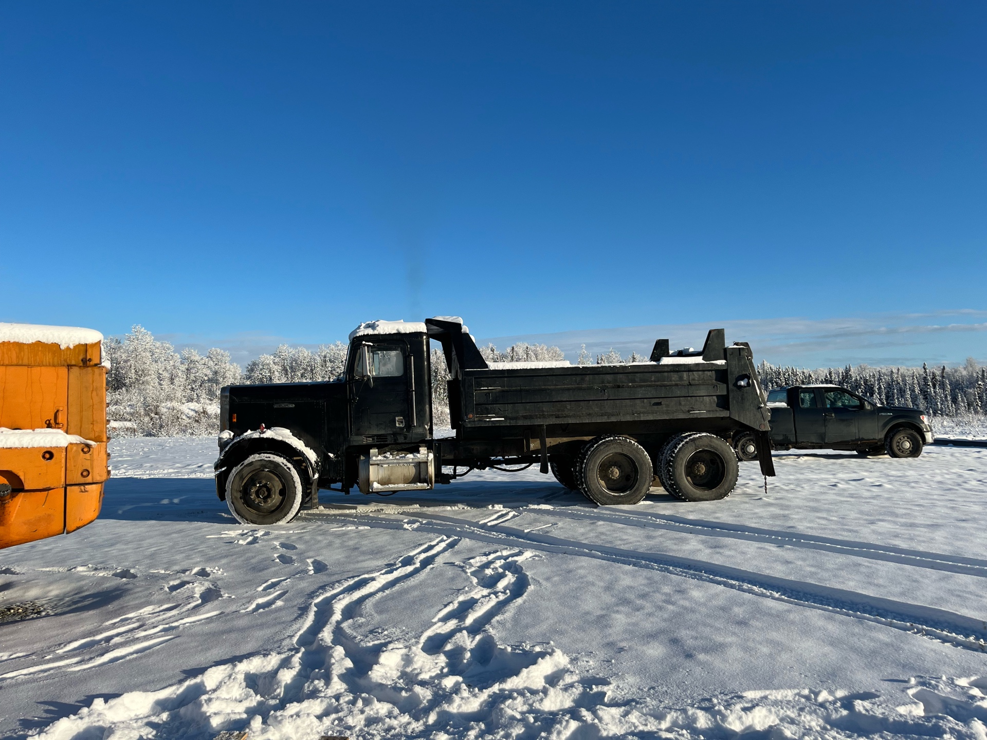 Dump truck in winter